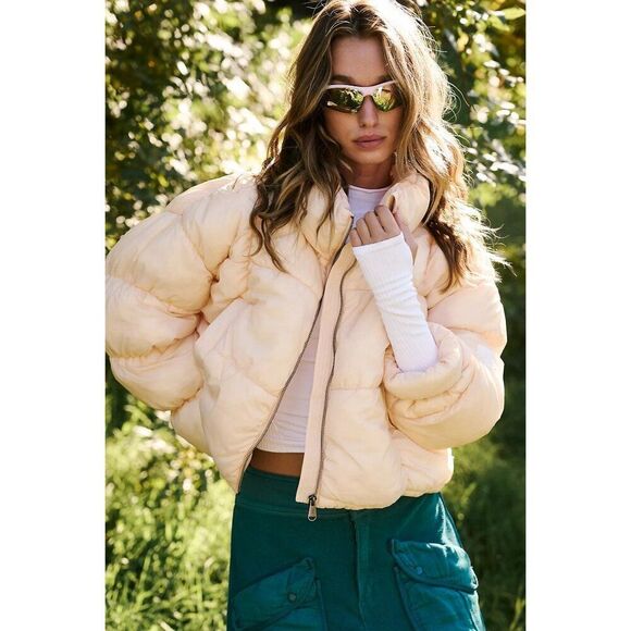 NEW Free People FP Movement In A Bubble Puffer Jacket Medium Cream
